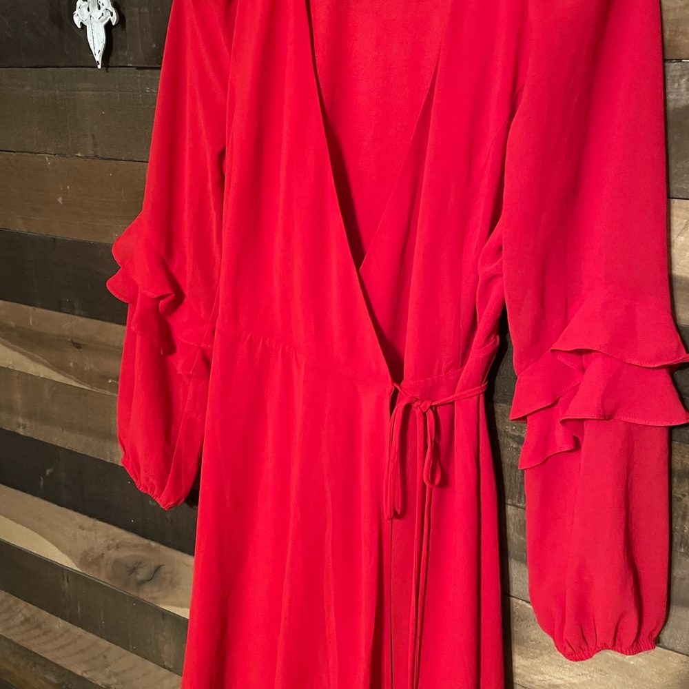 Attic Salt Vibrant Red Long Sleeve Dress - Picture 7 of 9